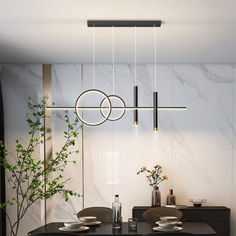 HDC 6 Led Black Gold Body Modern Linear LED Chandelier Pendant