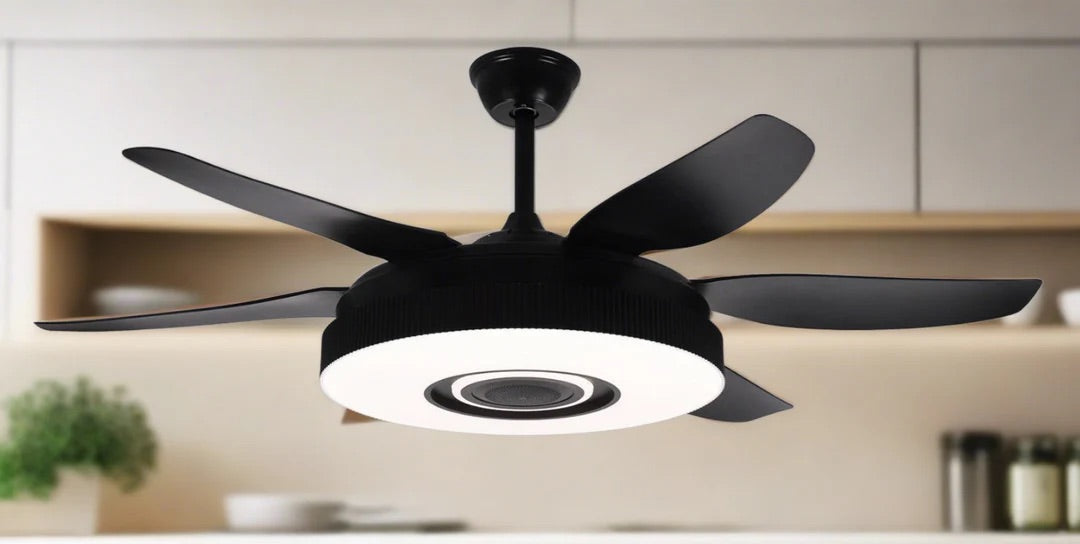 Hdc 52 Inch Modern Black Ceiling Fan Chandelier Remote Control 6 Blades