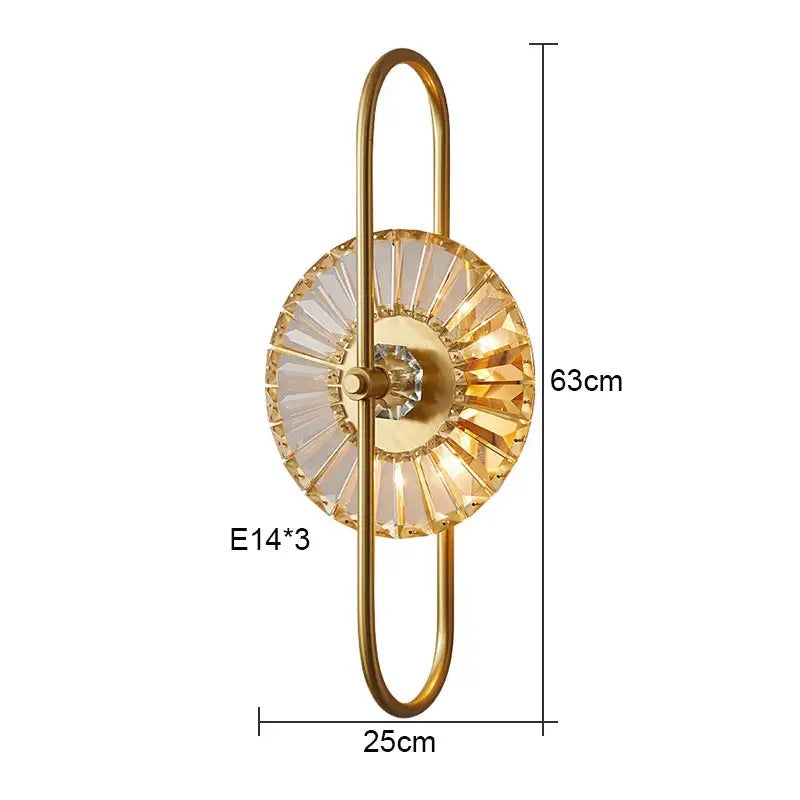 Hdc Led Crystal Modern Gold Metal Wall Light For Drawing Room - Warm White