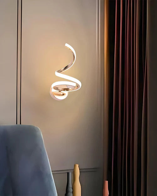 Hdc Spiral Ribbon Gold Acrylic Modern Led Wall Light - Tricolor