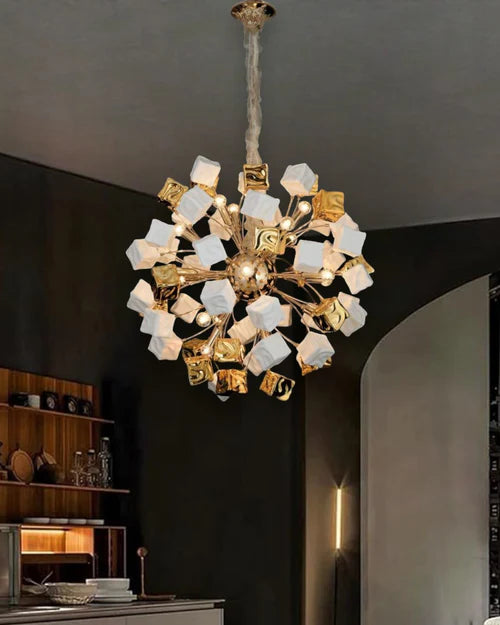 Hdc 12 Lights Contemporary Cube Cluster Round Chandelier - Warm White