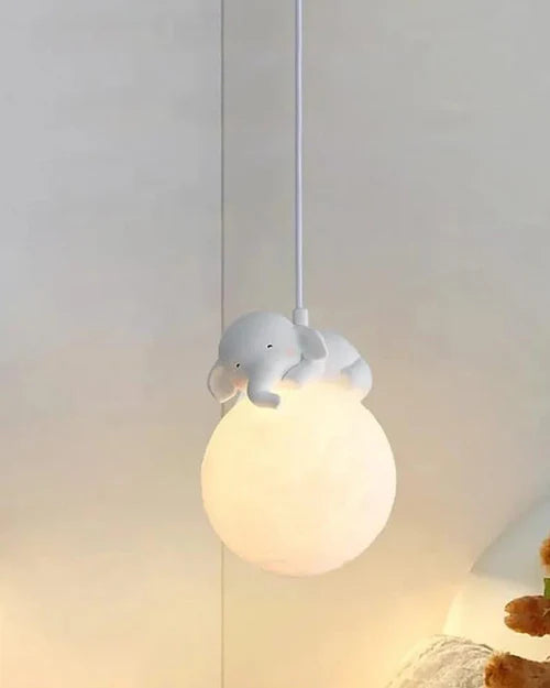 Hdc Elephant Shaped Moon LED Modern Hanging Light for Baby Room Kids Bedroom