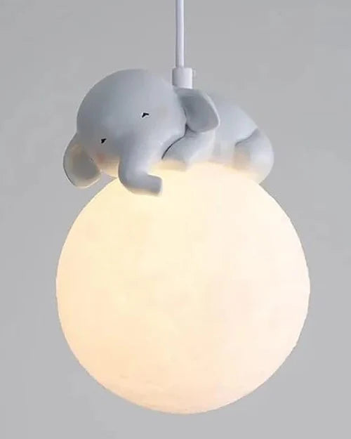 Hdc Elephant Shaped Moon LED Modern Hanging Light for Baby Room Kids Bedroom