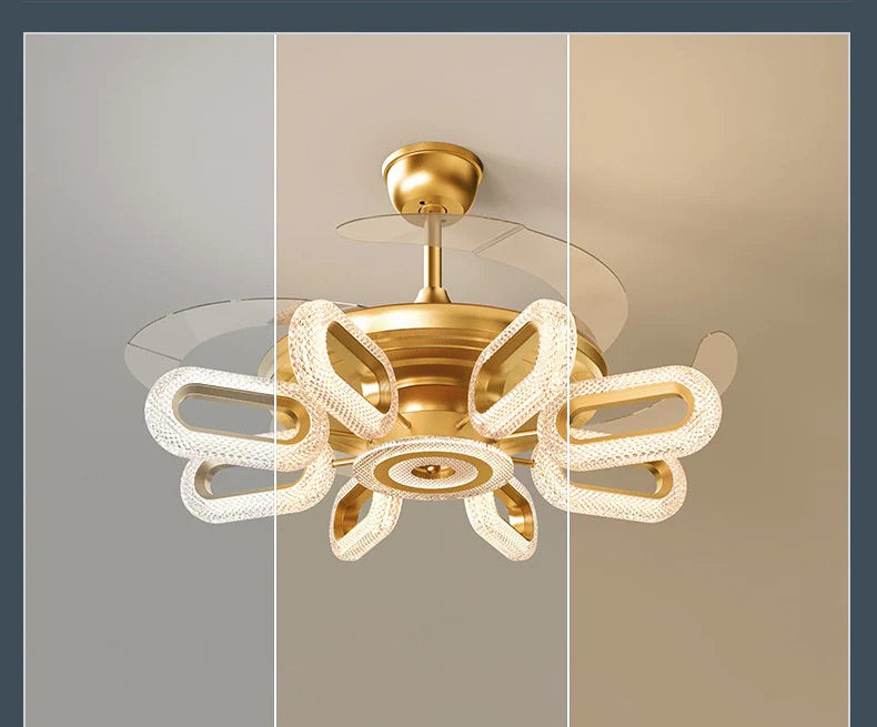 Hdc Crystal Wormhole Chandelier Ceiling Fan with Remote Control