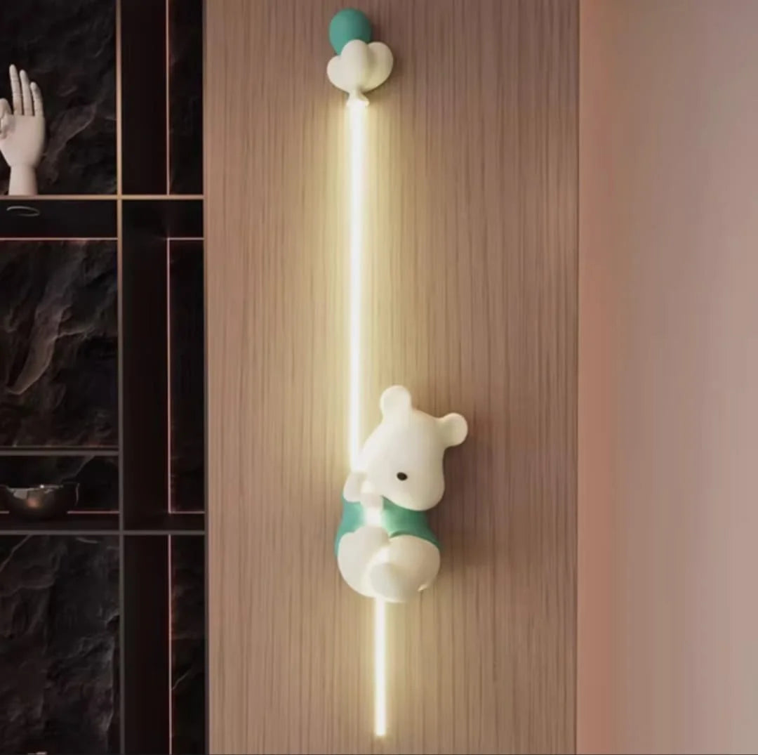 Hdc Cartoon Bear Holding Balloon Wall Sconce For Kids Room Bedside Wall Light- Warm White