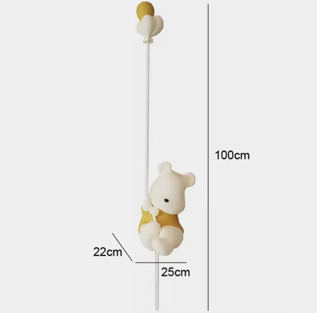 Hdc Cartoon Bear Holding Balloon Wall Sconce For Kids Room Bedside Wall Light- Warm White