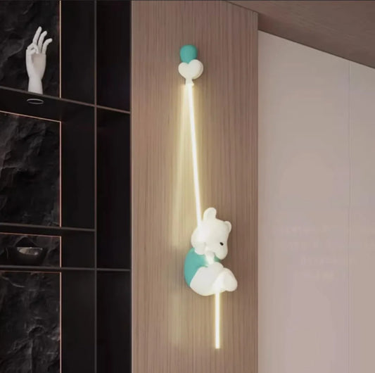 Hdc Cartoon Bear Holding Balloon Wall Sconce For Kids Room Bedside Wall Light- Warm White