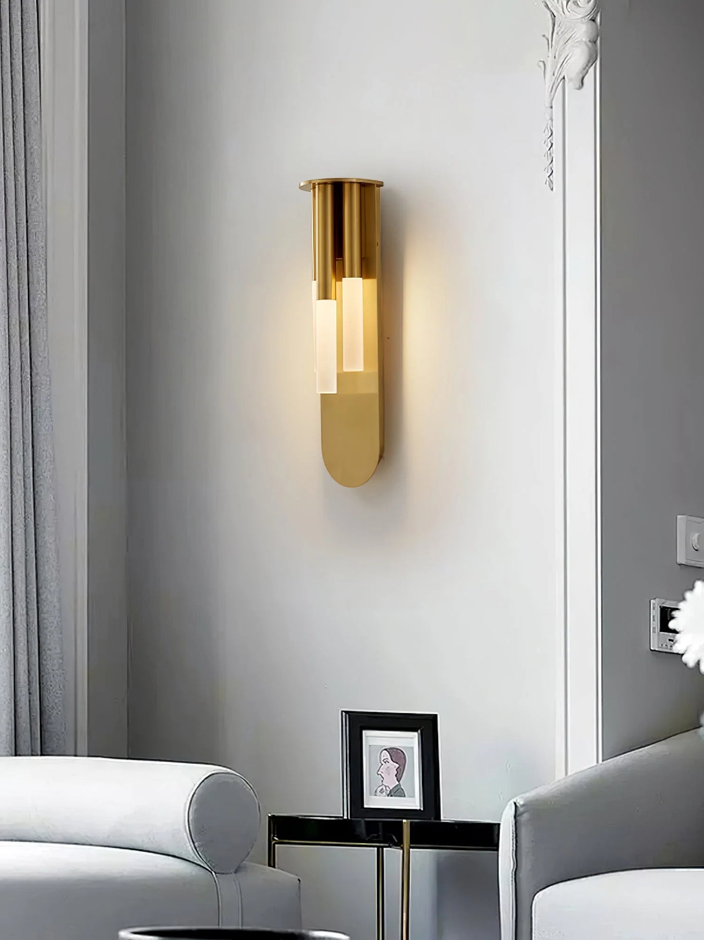 Hdc 3 Light Gold Metal Frost Wall Light For Living Room Drawing Room Bedroom