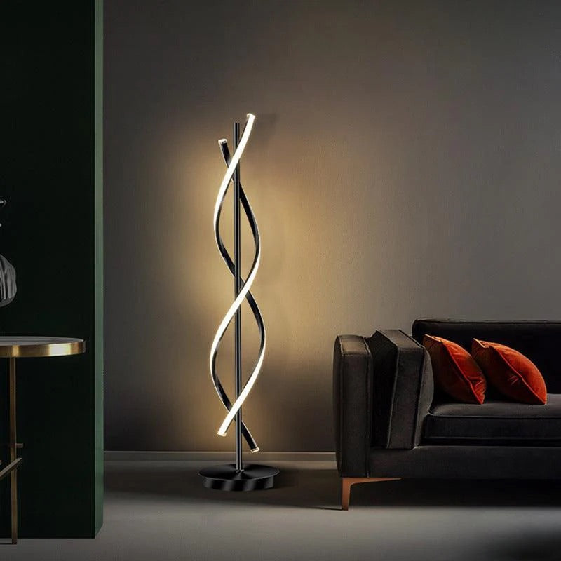 HDC Modern Led Black Floor Lamp with Spiral Light Strips