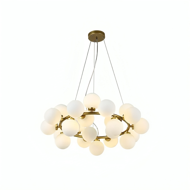 Hdc Luxurious 25-Light Frosted Ball Round Chandelier for Dining Room