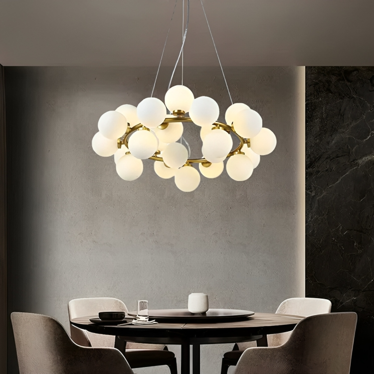 Hdc Luxurious 25-Light Frosted Ball Round Chandelier for Dining Room