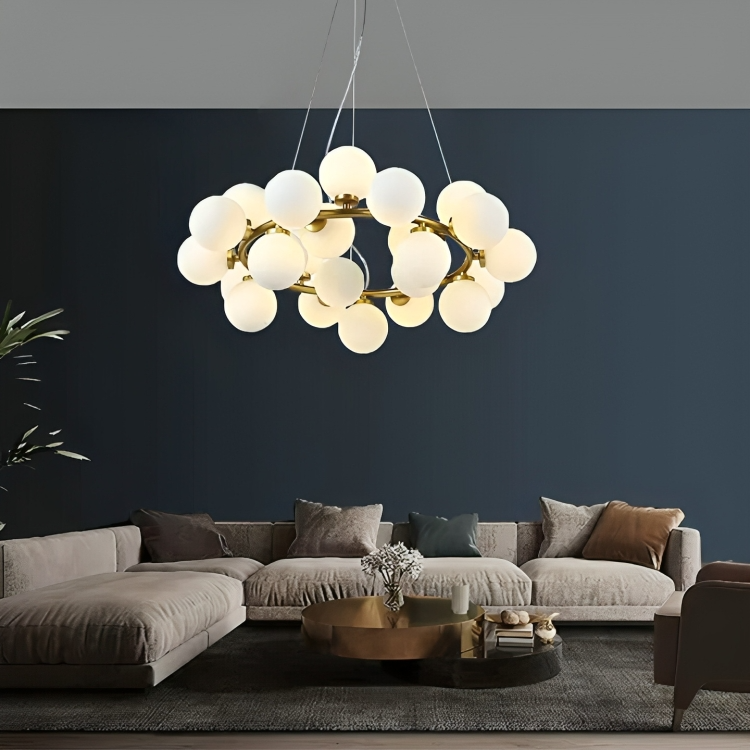 Hdc Luxurious 25-Light Frosted Ball Round Chandelier for Dining Room