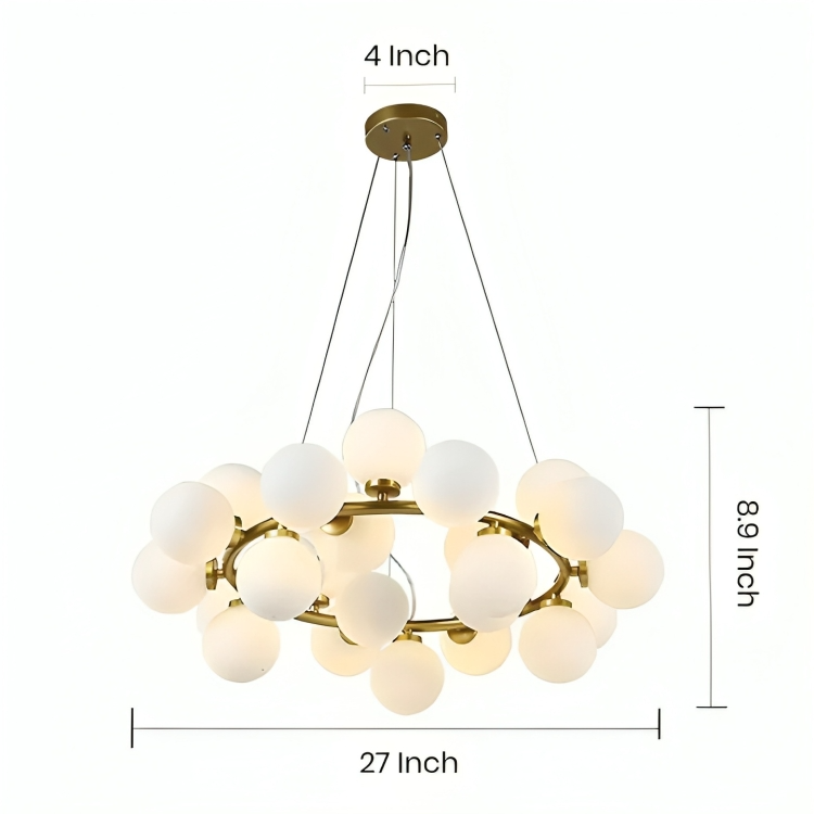 Hdc Luxurious 25-Light Frosted Ball Round Chandelier for Dining Room