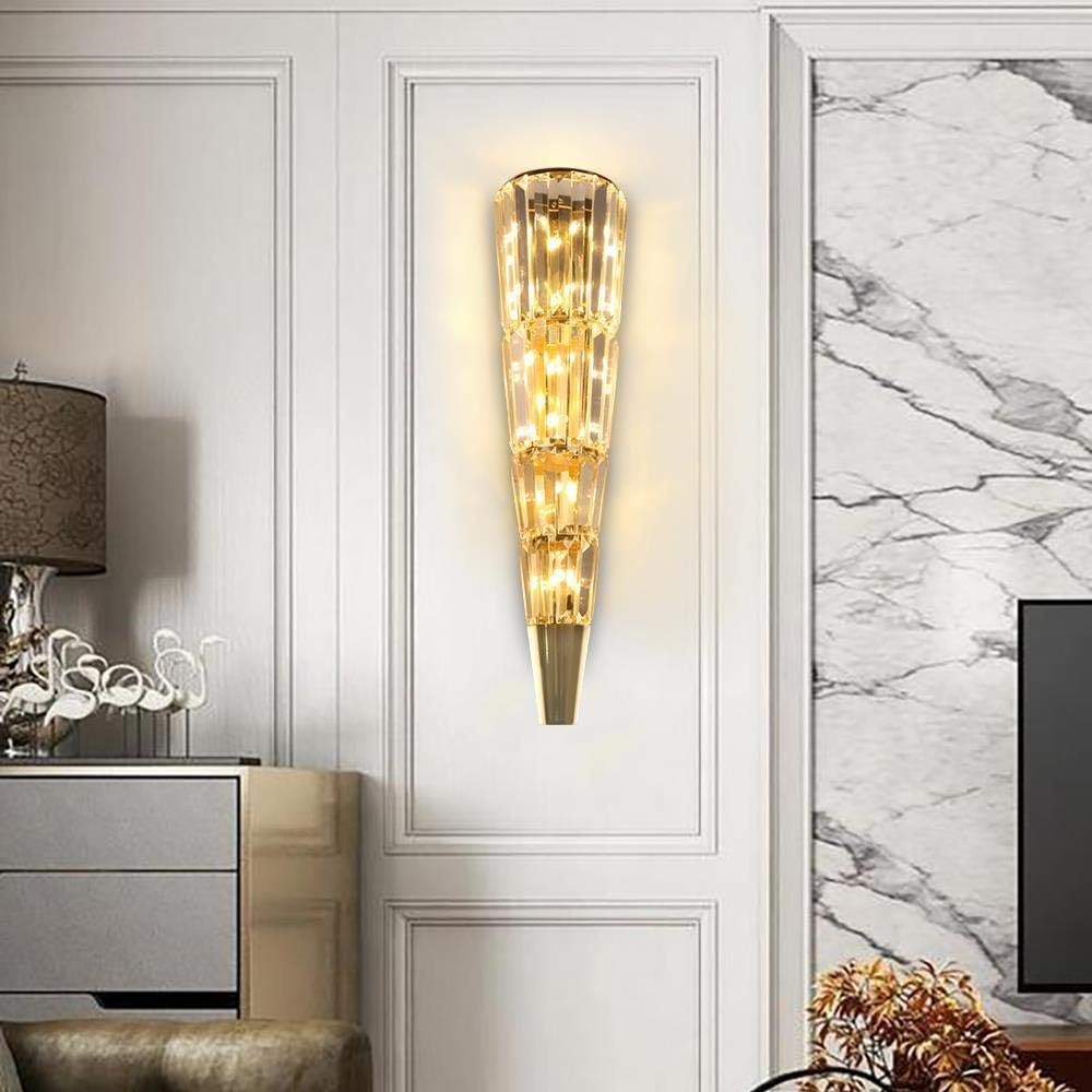 HDC Led Crystal Big Mashal 4 layers Modern Gold Metal Wall Light - Warm White