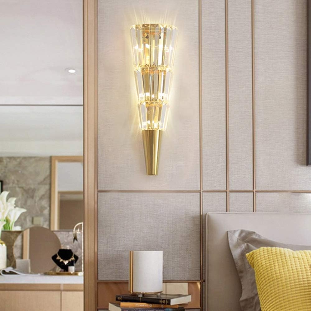 HDC 20w Model Led Crystal Mashal 3 layers Modern Gold Metal Wall Light For Drawing Room - Warm White