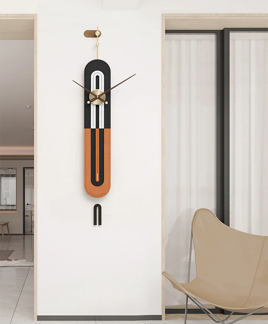 Hdc Modern Oval Orange Home Decoration Elegance Quartz Clock swinging pendulum For Living Room Art