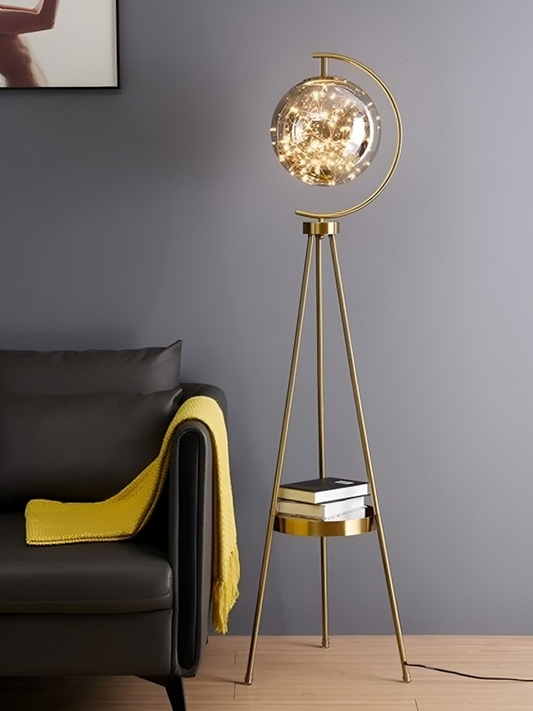 HDC Glass Ball Tripod Holder Vertical Living Room Floor Lamp (Color : Warm Light)