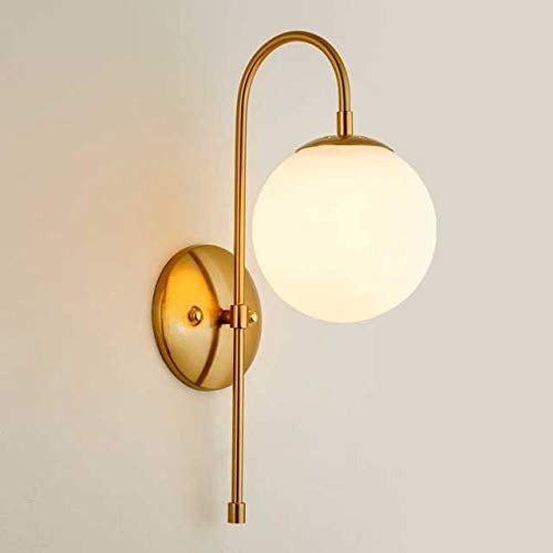 HDC Frosted Glass Ball Wall Light Modern Copper Metal Lighting Wall Light