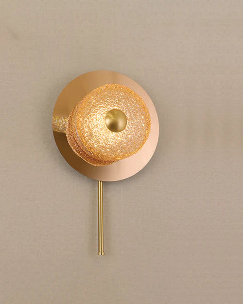 Hdc Led Golden Circle Luminous Orbit Glass Disc Wall Light