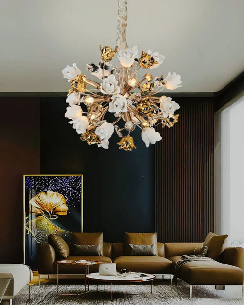 Hdc Modern Floral Bouquet Round Chandelier - Warm White