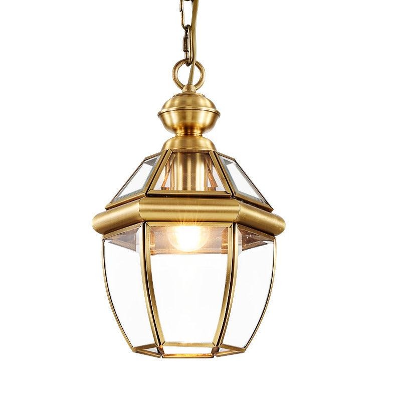 HDC 1-Light Gold Brass Vintage Gold Glass Pendant Ceiling Light - Warm White