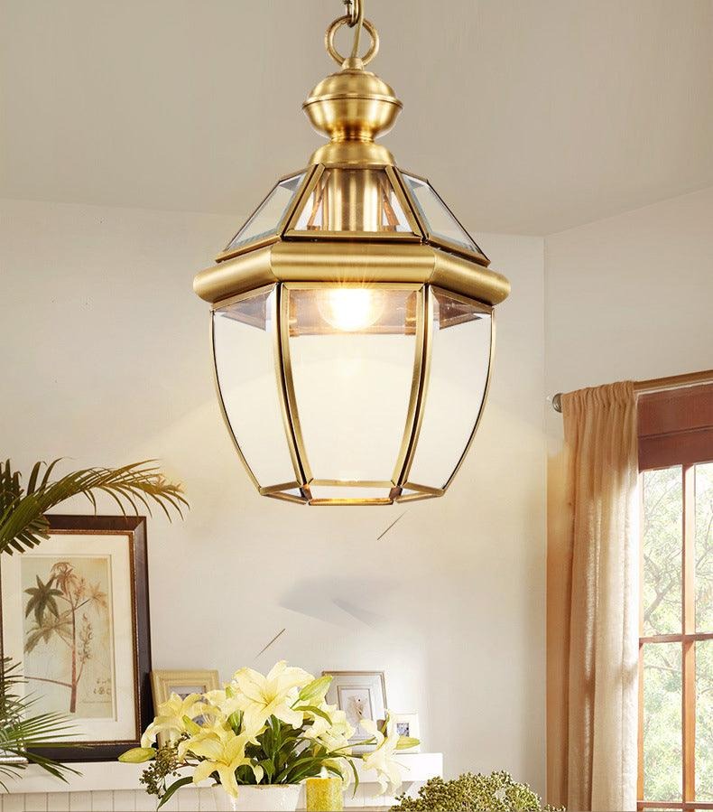 HDC 1-Light Gold Brass Vintage Gold Glass Pendant Ceiling Light - Warm White