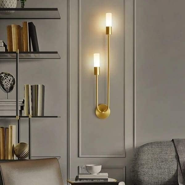 Hdc Modern Industrial Golden Metal 2 Light Brass Wall Lamp