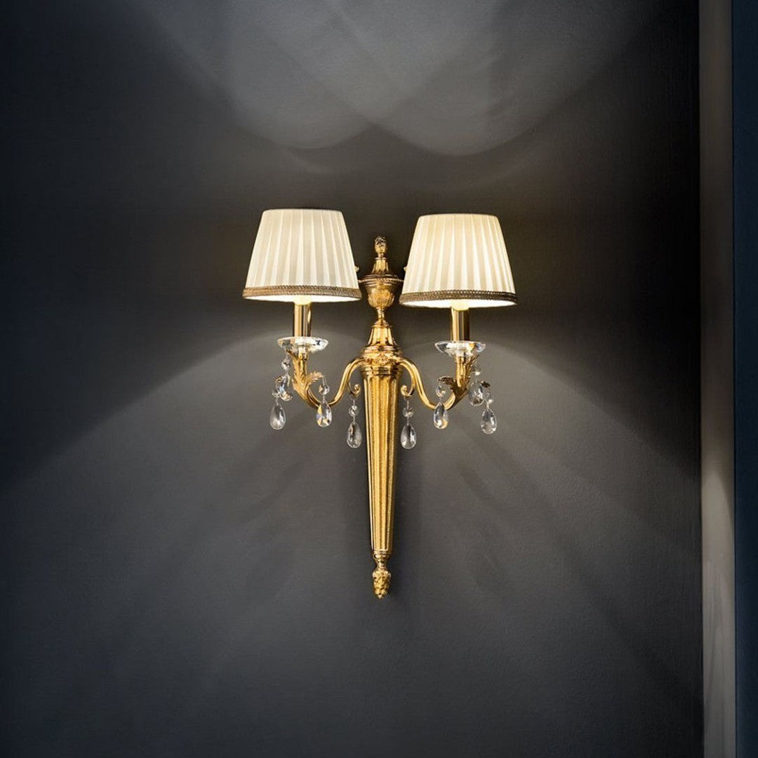 Hdc 2 Side polished gold Wall Light With Bright crystal Hangings