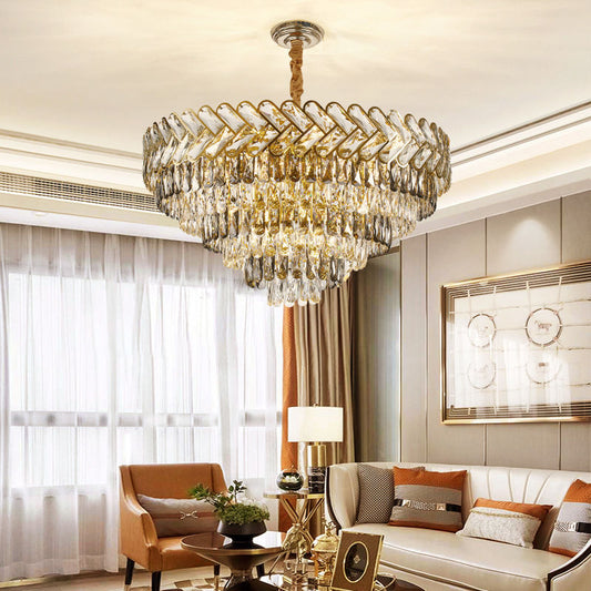 Hdc Luxury Led Crystal Chandelier For Living Room Dining Room Round Bedroom Lamp