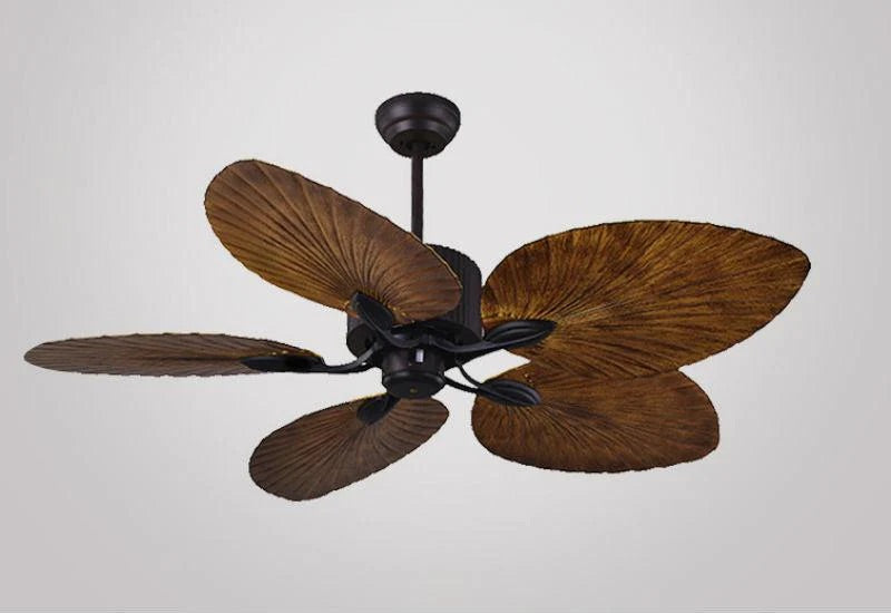 Hdc tropical Wind Wooden Palm Leaf residential Ceiling Fan Remote Controlled - Dark Wood