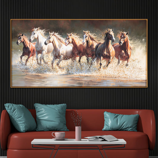 Hdc Thunder of the Seven Running Horses Crystal Glass painting