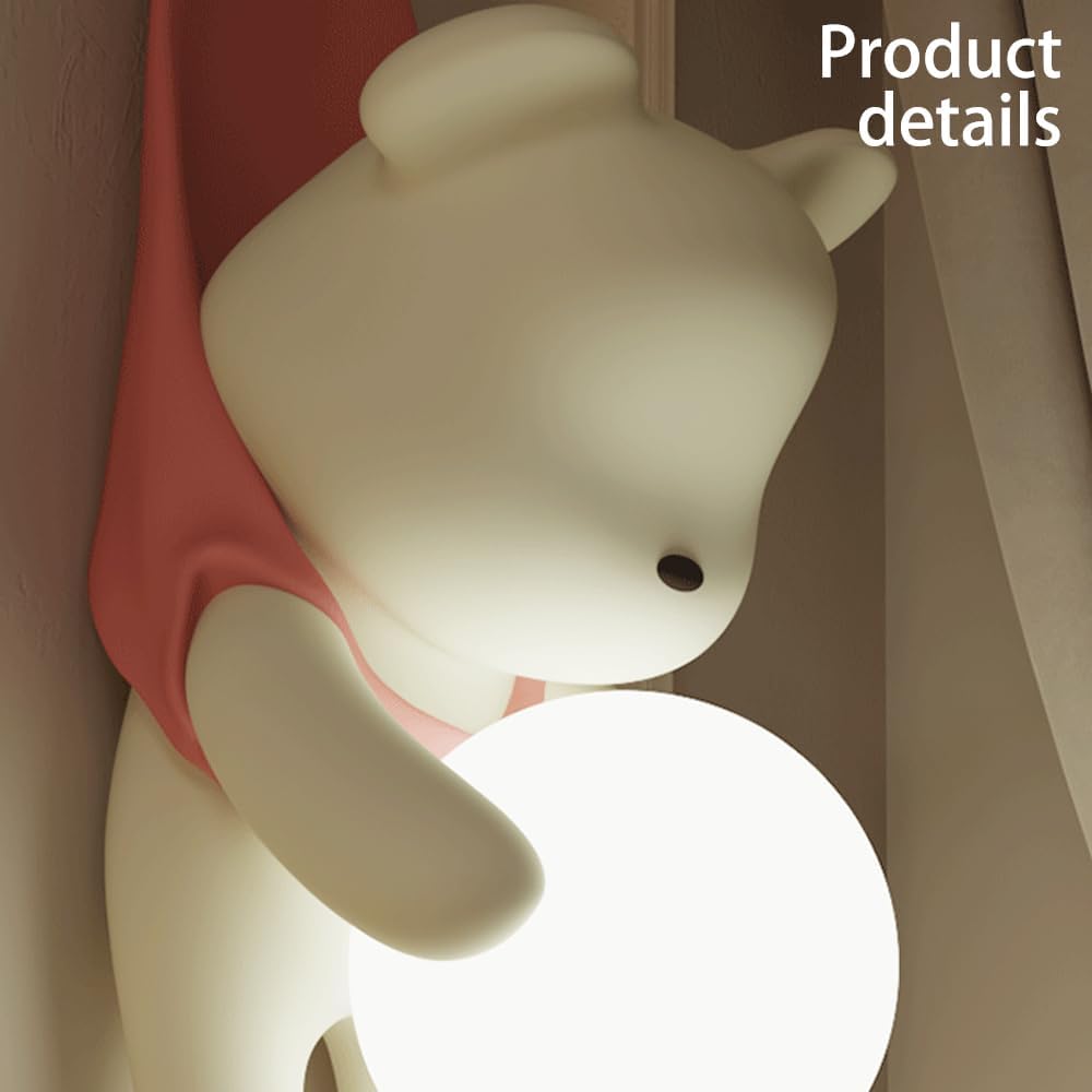 Hdc Cute Resin Hanged Pink Cartoon Bear with Milky White Globe Light - Warm White