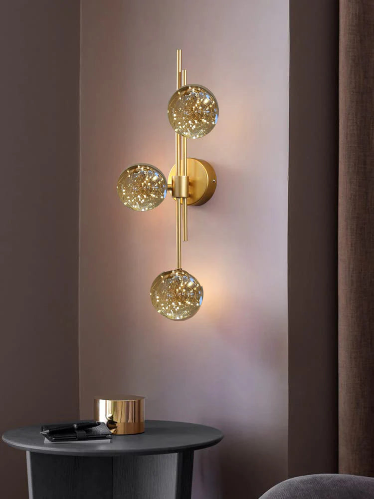 HDC 3 Light Metal Fairy Glass Ball Wall Light - Warm White