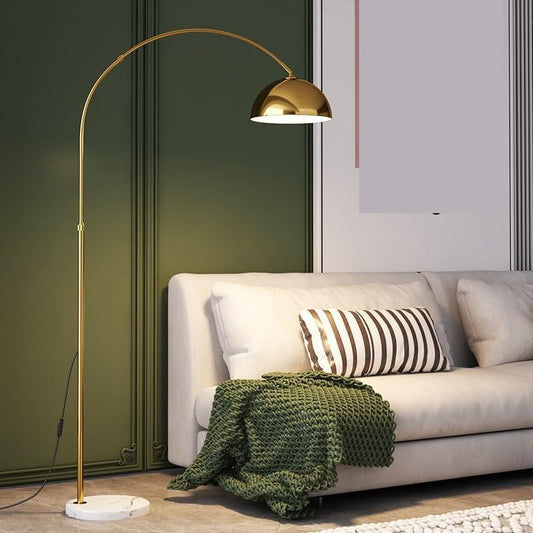 HDC Metal Arch Tall Vintage Floor Lamp with 360°Adjustable Lampshade Standing Marble Base