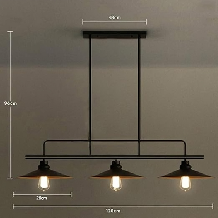 HDC Pendant Light 3 Lights Black Iron Chandelier Creative Design Hanging Lamp Ceiling Lighting Fixture for Living Room Dining Room Kitchen