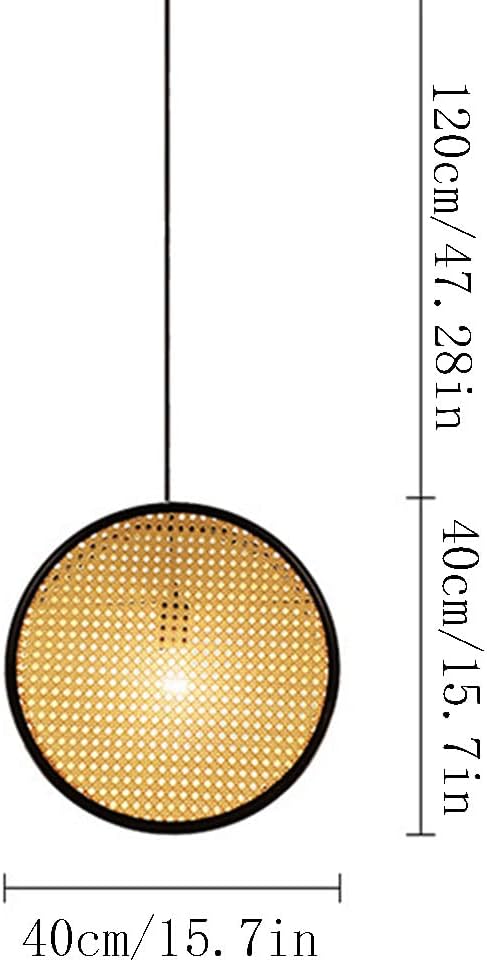 Hdc Japanese-Style Wabi-Sabi Hanging Rattan Droplight Lantern For Bedroom Living Room Dining Room