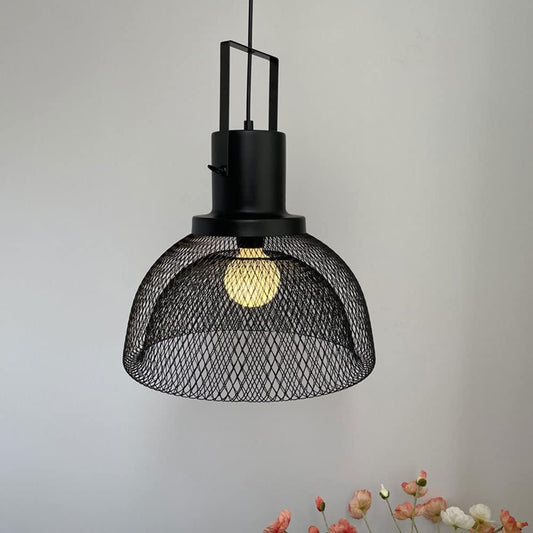 Hdc 1 Light Black Body Meshed Shade Pendant Light