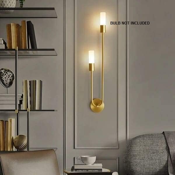 Hdc Modern Industrial Golden Metal 2 Light Brass Wall Lamp