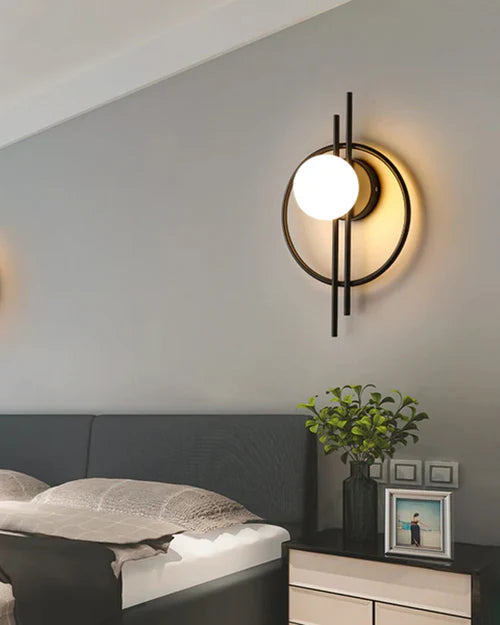 Hdc 1 Light Black Circle Ring Glass Ball Wall Light