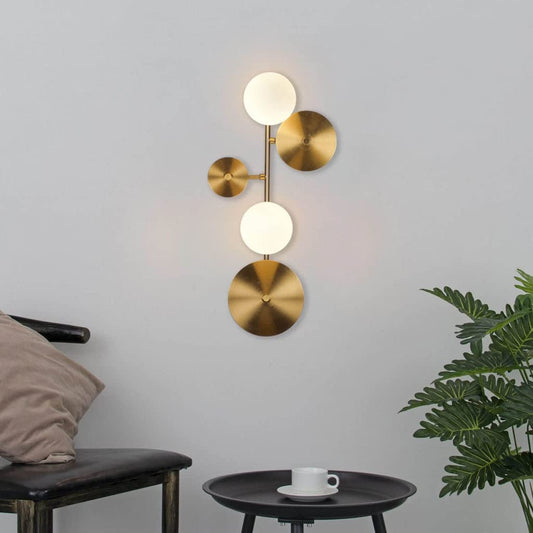 Hdc Mid Century Metal With Frosted Glass Globe Wall Lamp