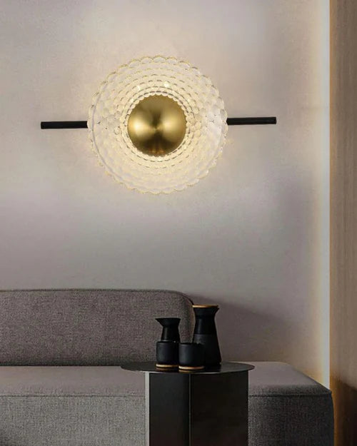 Hdc Led Clear/Amber Circle Luminous Orbit Glass Disc Wall Light