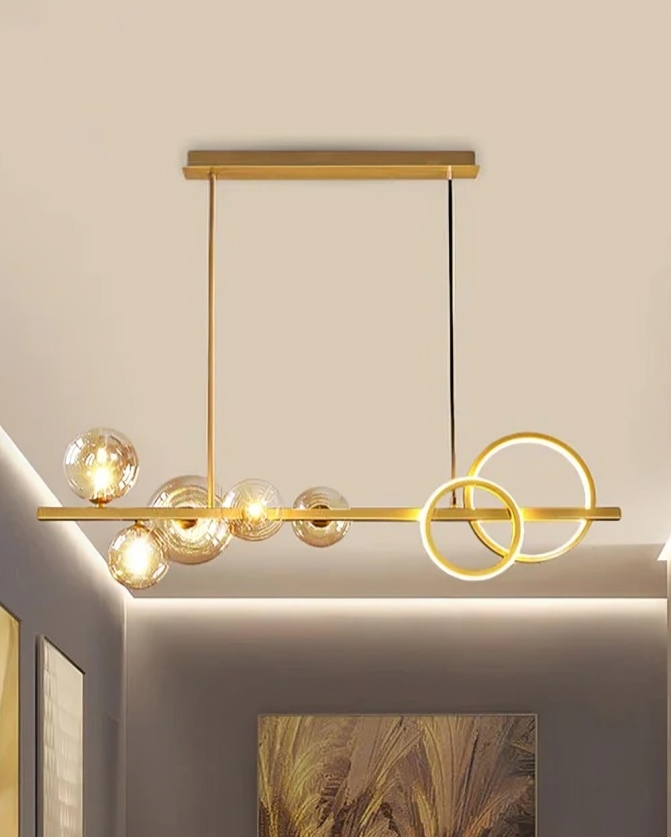 HDC 5 Head Modern LED Pendant Gold Light Glass Ball Hanging Lamp