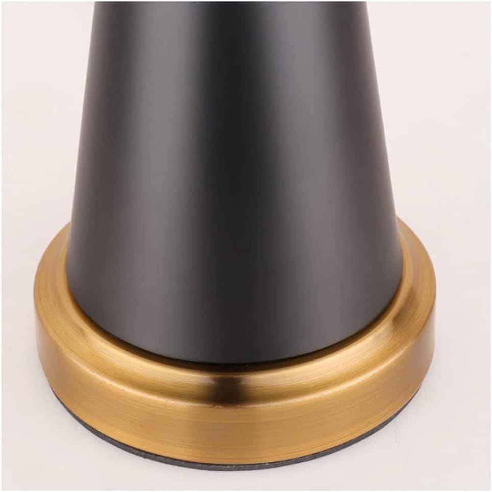 Hdc Luxury Black Gold Nightstand Lamp With High-quality Fabric Lampshade