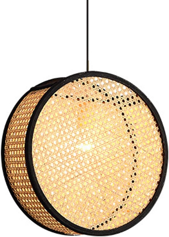 Hdc Japanese-Style Wabi-Sabi Hanging Rattan Droplight Lantern For Bedroom Living Room Dining Room