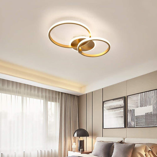 Hdc Modern 2 Ring Gold Flush Mount Ceiling Lighting Chandelier