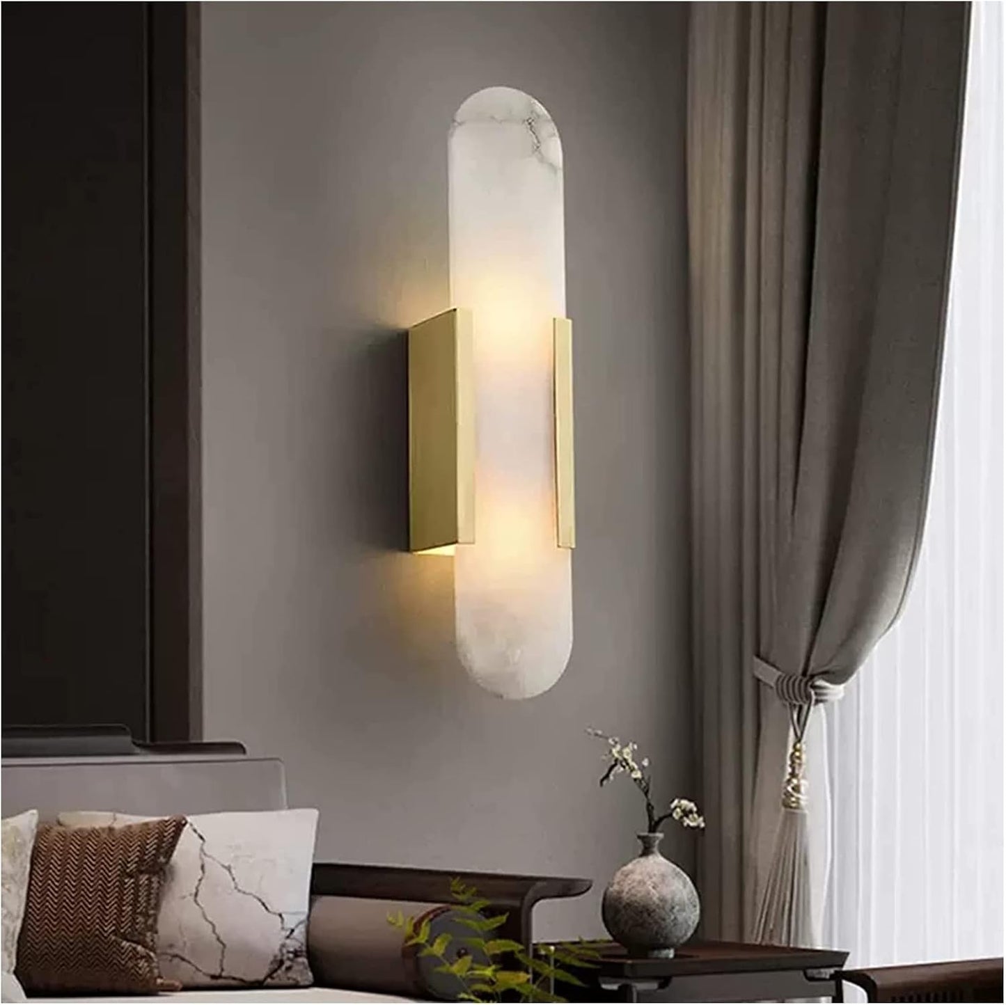 Hdc Modern Gold Finish Oval Body Marble Plate LED Wall Light