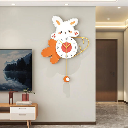 Hdc Rabbit Metal Wall Clock For Children Bedroom Home Decor