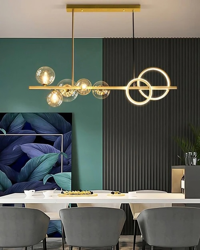 Hdc Modern Glass Globe LED Ring Chandelier