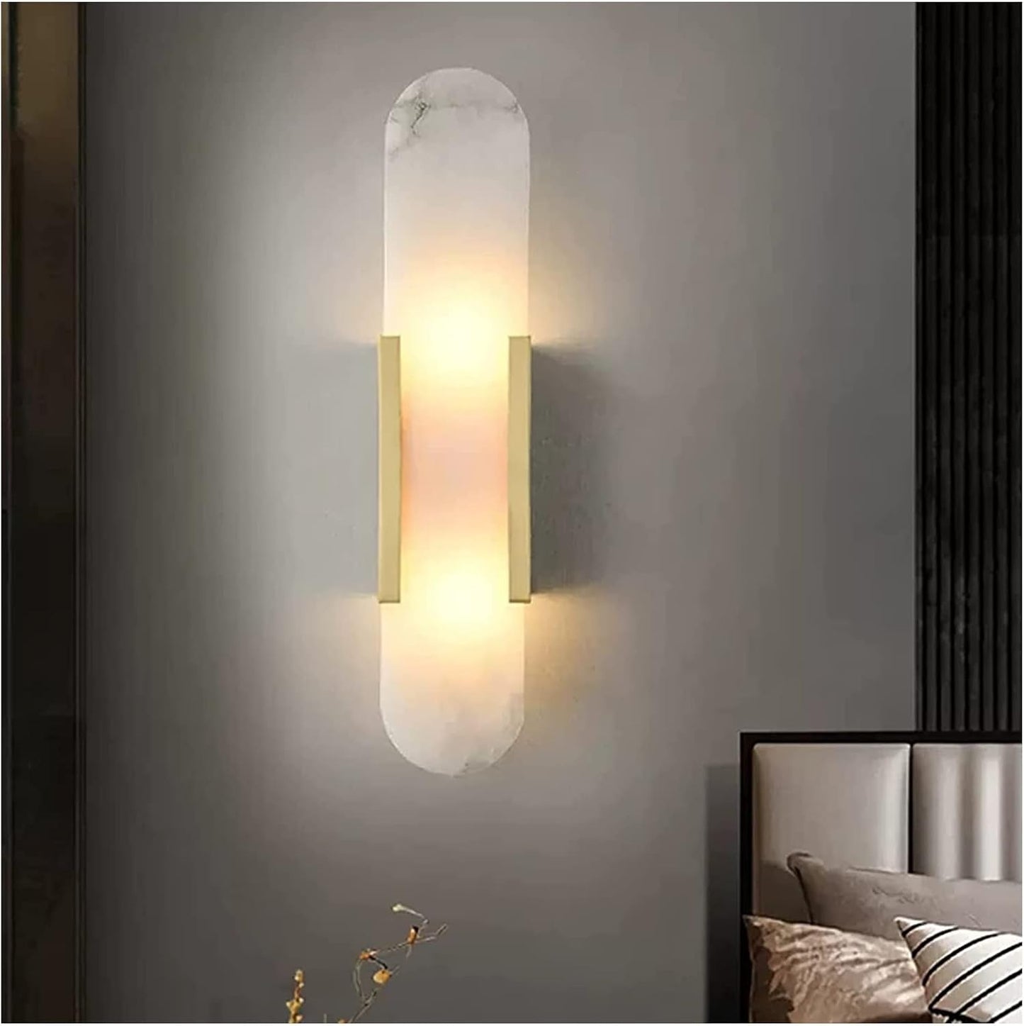 Hdc Modern Gold Finish Oval Body Marble Plate LED Wall Light