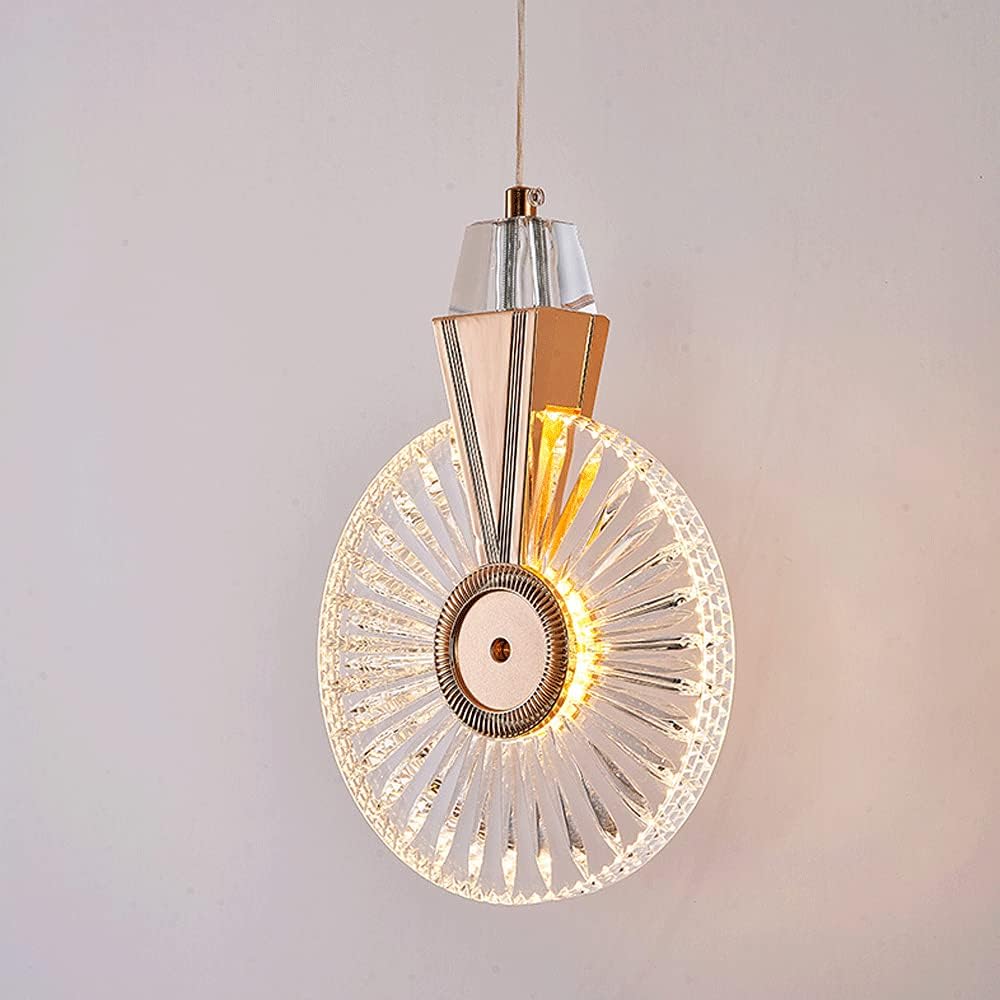 HDC 1 Light Led Gold Round Glass Pendant Lamp Chandelier Ceiling Light Dining Room